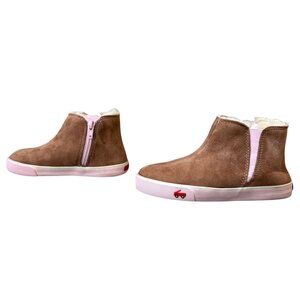 SEE KAI RUN Kassidy Shearling Boots Girls 12 Brown Zip Winter Boot Elastic Sides